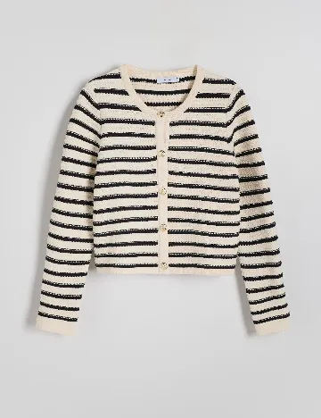 Cardigan Reserved, ecru Alb