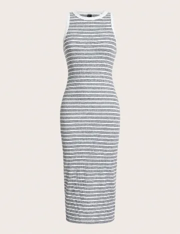 Rochie lunga SHEIN, alb/gri Gri