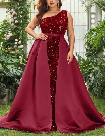 Rochie lunga Faeriesty Plus Size, rosu