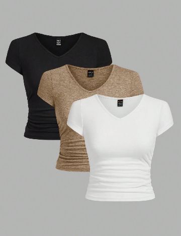 Set Tricouri 3 bucati SHEIN, mix culori