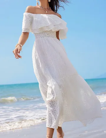 Rochie lunga Anewsta, alb Alb