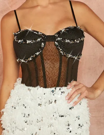 Rochie scurta SHEIN, negru/alb Negru