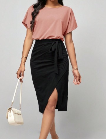 Rochie medie SHEIN, negru/roz