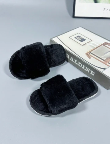 Papuci de Casa Shein Kids, negru