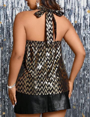 Bluza SHEIN CURVE, auriu/negru