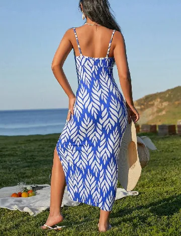 Rochie medie SHEIN, alb/albastru Albastru