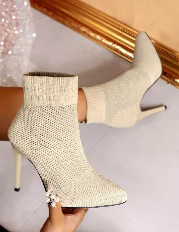 Botine SHEIN, bej Crem