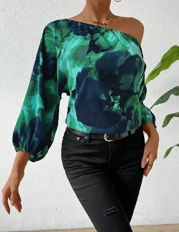 Bluza SHEIN, verde/albastru Verde