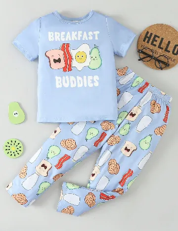 Pijama Shein Kids, albastru Albastru