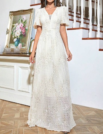 Rochie lunga Toleen, ecru