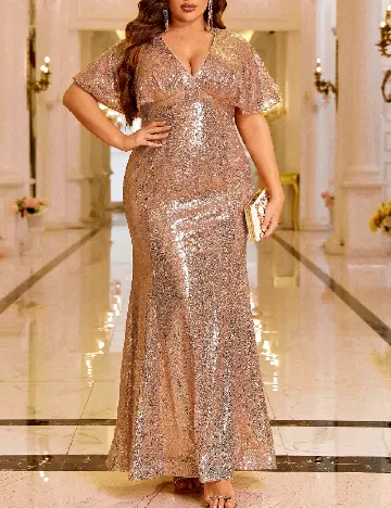Rochie lunga SHEIN CURVE, piersica Roz