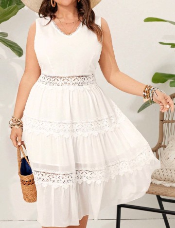 Rochie medie SHEIN CURVE, alb