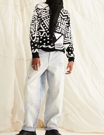 Pulover ASOS, alb/negru