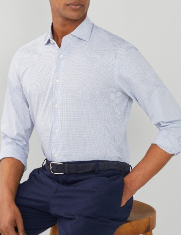 Camasa HACKETT, alb/albastru