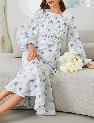 Rochie medie SHEIN, alb/albastru Albastru