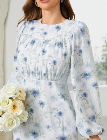 Rochie medie SHEIN, alb/albastru Albastru