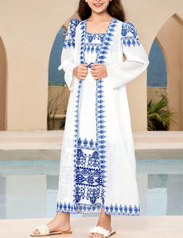 Compleu Shein Kids, alb/albastru