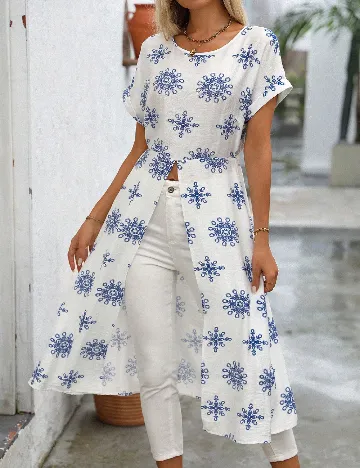 Bluza SHEIN, alb/albastru Albastru