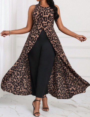 Compleu SHEIN CURVE, animal print/negru