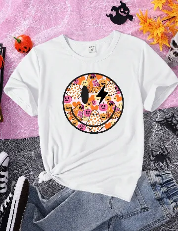 Tricou Shein Kids, alb Alb