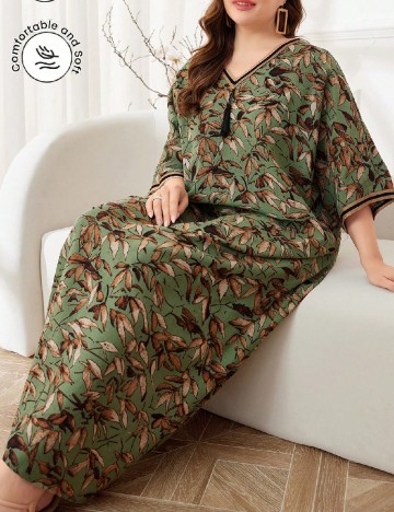 Rochie lunga SHEIN CURVE, verde/maro