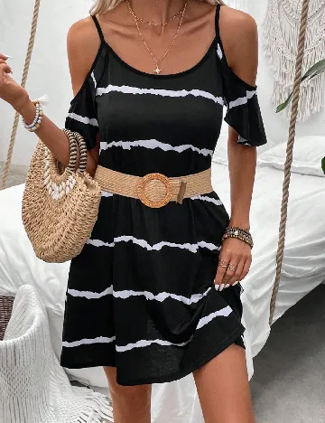 Rochie scurta SHEIN, alb/negru Negru