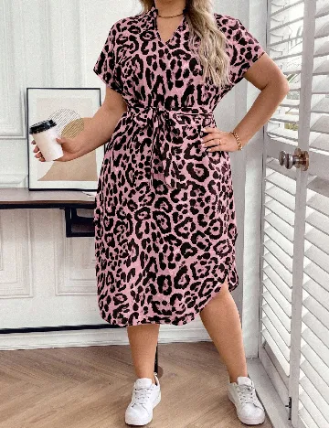 Rochie medie SHEIN CURVE, roz/negru Roz