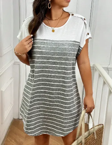Rochie scurta SHEIN CURVE, alb/gri Gri