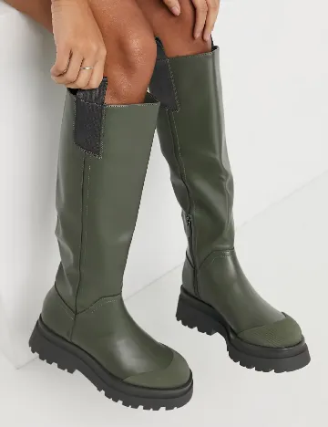 Cizme Stradivarius, verde Verde