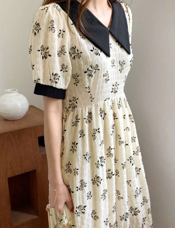 Rochie medie SHEIN, galben deschis/negru