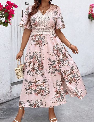Rochie lunga SHEIN CURVE, roz
