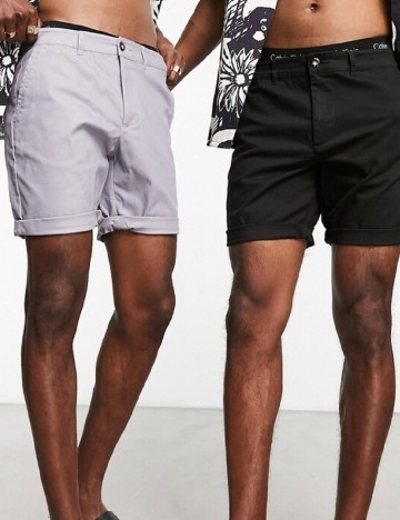 Set Pantaloni scurti 2 perechi ASOS, negru/gri