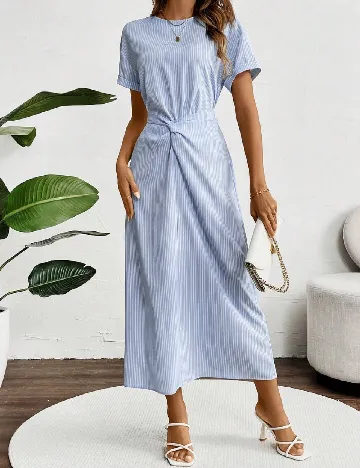 Rochie lunga SHEIN, alb/albastru Albastru