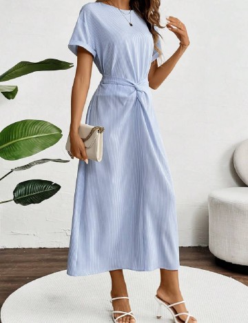 Rochie lunga SHEIN, alb/albastru