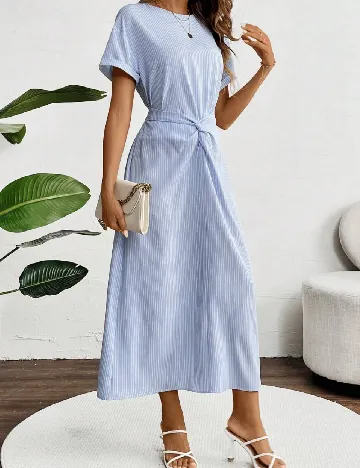 Rochie lunga SHEIN, alb/albastru Albastru