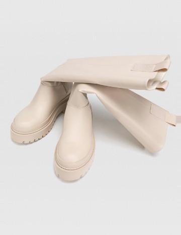 Cizme Stradivarius, crem