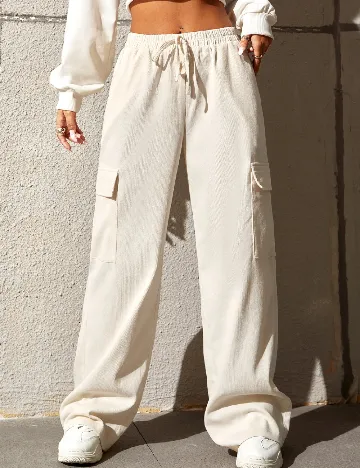 Pantaloni SHEIN, ecru Alb
