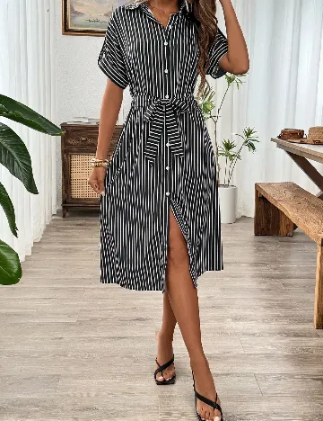 Rochie medie SHEIN, alb/negru Negru