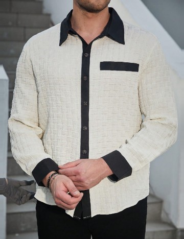 Camasa SHEIN Plus Size Men, alb/negru