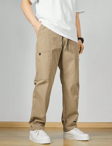 Pantaloni SHEIN Plus Size Men, maro deschis Maro