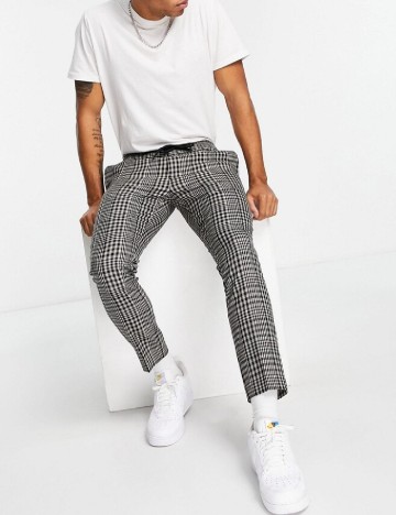 Pantaloni Topman, alb/negru