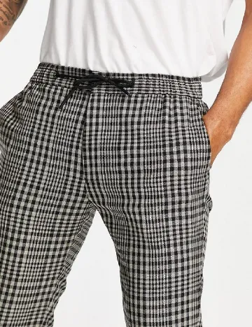 Pantaloni Topman, alb/negru Negru