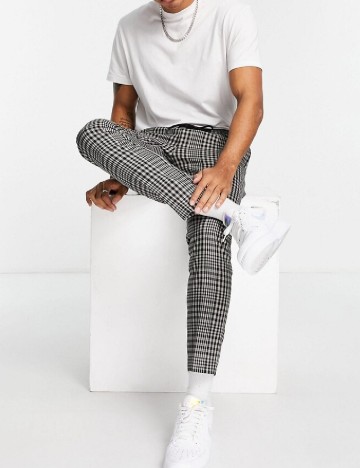 Pantaloni Topman, alb/negru