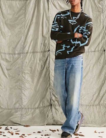 Pulover ASOS, maro/albastru