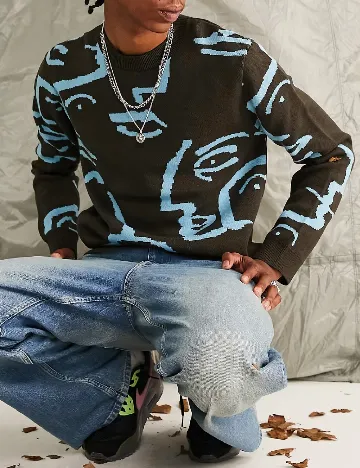 Pulover ASOS, maro/albastru Maro