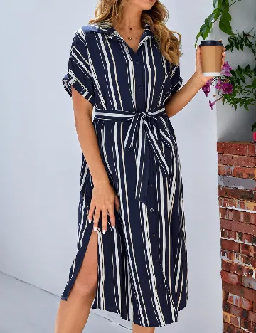 Rochie medie SHEIN, albastru/alb Albastru