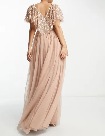 Rochie lunga Beauut, roz pudra inchis Roz