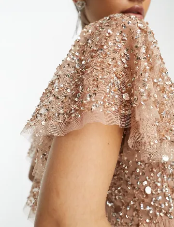 Rochie lunga Beauut, roz pudra inchis Roz