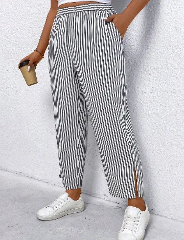 Pantaloni SHEIN CURVE, alb/gri Alb