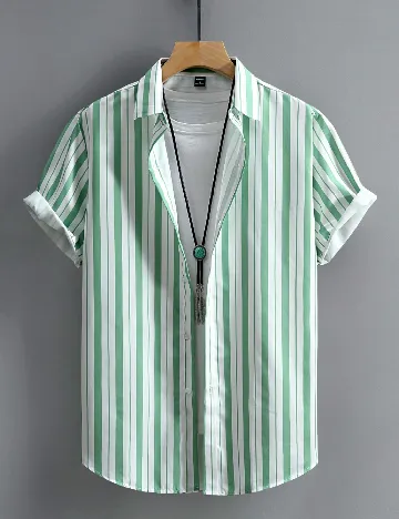 Camasa SHEIN, alb/verde